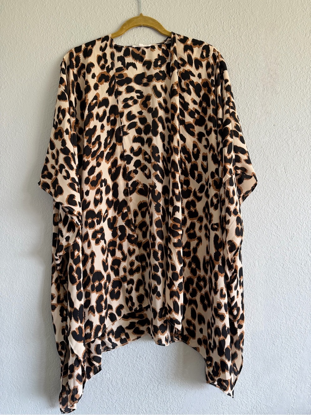 Animal Cheetah Print Swim Cover Up Open Front Kimono Wrap OS Boho Lagenlook